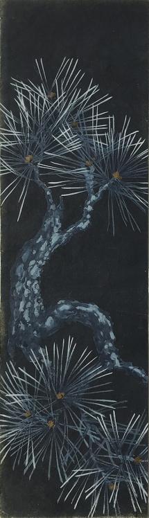 Artist unknown "Kyoto Kimono Design (Pine)" ca. 1920-30's watercolour on paper 17.5 x 5" *NEW*