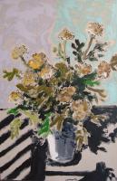Leslie Poole, Greyed Flowers, acrylic on canvas, 40 x 26"