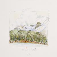 Robert Sinclair, Snow Slope, watercolour, 6 x 6"