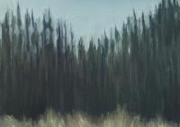 Pamela Thurston "Dark Spruce" oil on panel 5 x 7"
