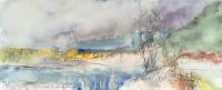 Edward Epp, Kitimat River Autumn, watercolour and graphite on paper, 19.5 x 8.75"