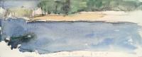 Edward Epp, "Kitimat River 07-07-13" watercolour and graphite on paper 8.75 x 19.5" sold