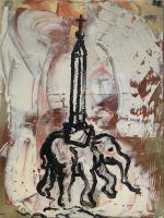 Richard Tosczak "gli elefanti del mago Eliodoro per papa (for George 1934-2022) untitled no. 137" 2022 acrylic on canvas 48 x 36 inches *NEW*