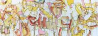 Tim Rechner "strip mall on steroids" 2020 oil and graphite on canvas 30 x 80 inches *NEW*